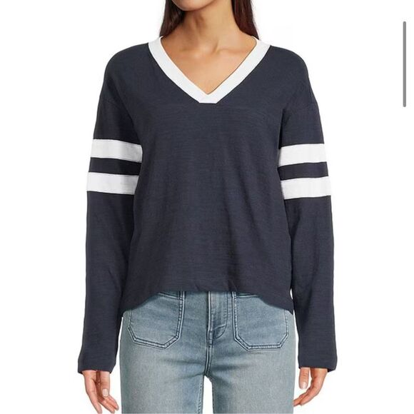 Faherty Sunwashed Crew Neck Long Sleeve Stripe Top XS - Picture 1 of 7
